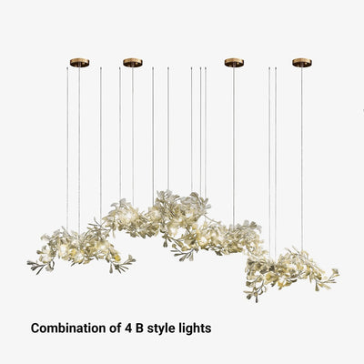 Olivia Gildglow Luxury Ceramic Chandelier Large Foyer Gingko Leaf Living Room - Neutral Decor