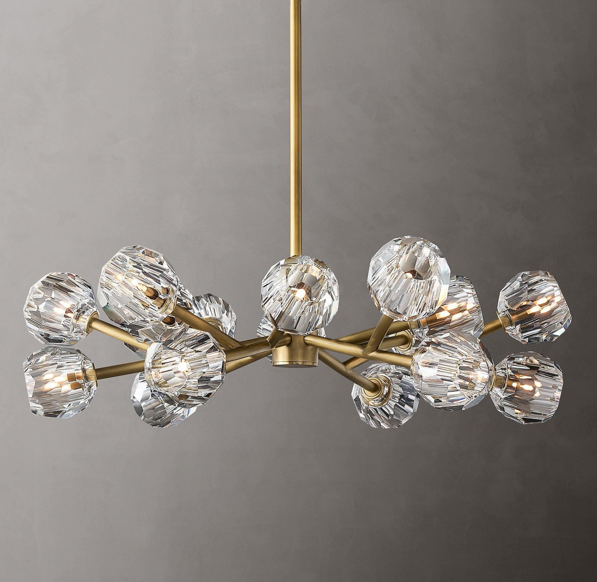 Thalyn Pendant Lamp Crystal Ball Brass Cluster