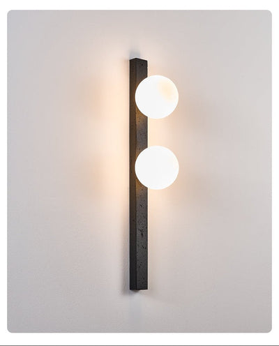 Zoshaira Globe Black Travertine  Wall Sconce