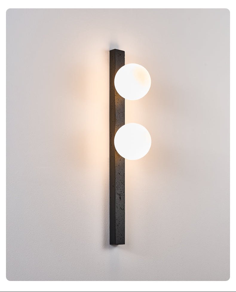 Zoshaira Globe Black Travertine  Wall Sconce