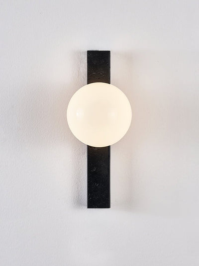 Zoshaira Globe Black Travertine  Wall Sconce
