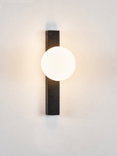Zoshaira Globe Black Travertine  Wall Sconce