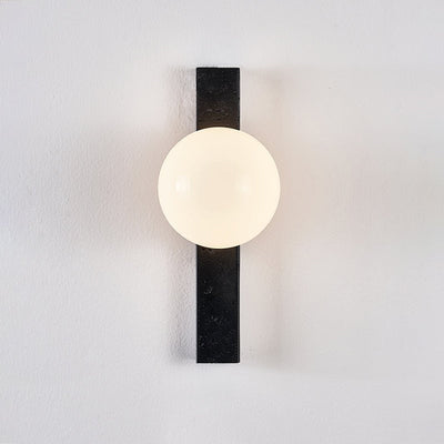 Zoshaira Globe Black Travertine  Wall Sconce