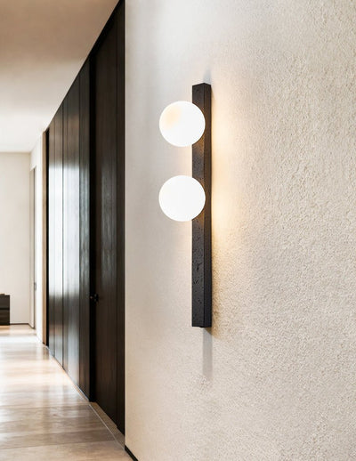 Zoshaira Globe Black Travertine  Wall Sconce