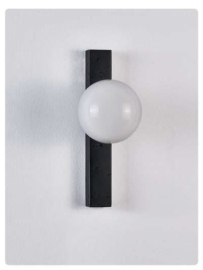Zoshaira Globe Black Travertine  Wall Sconce
