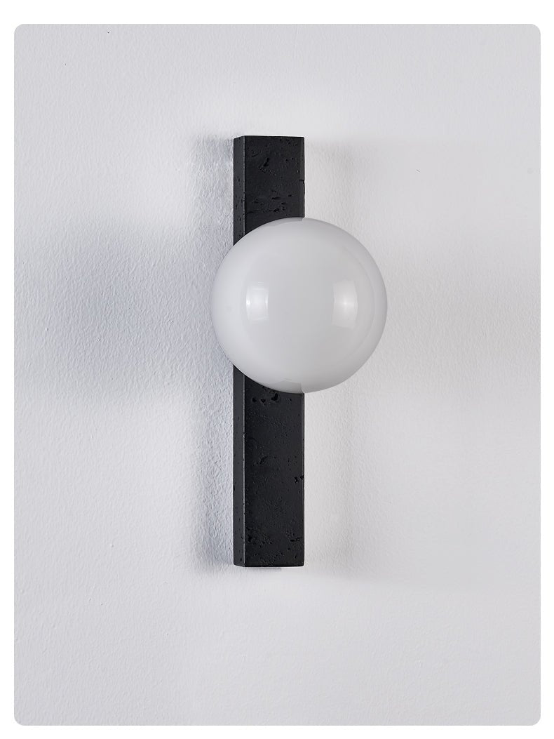 Zoshaira Globe Black Travertine  Wall Sconce