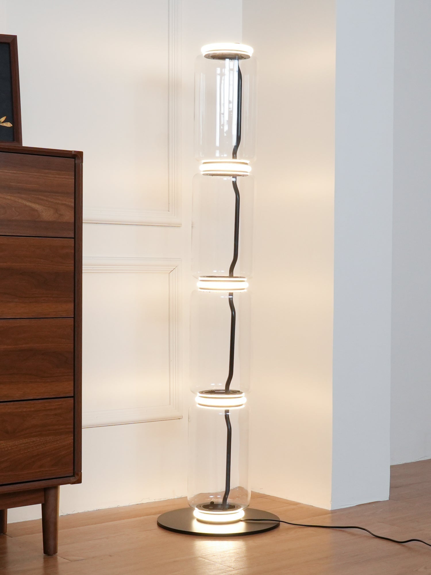 Cyrilys Floor Lamp Bamboo Glass