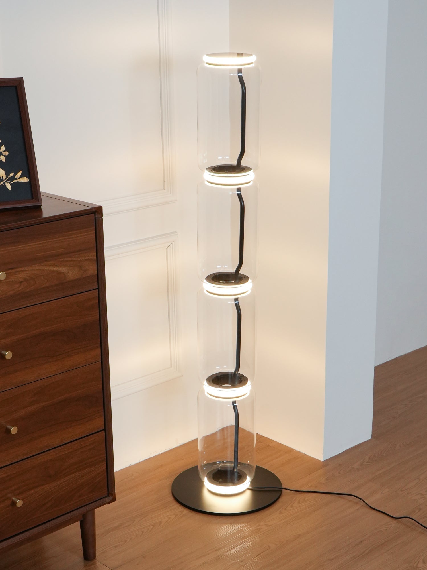 Cyrilys Floor Lamp Bamboo Glass
