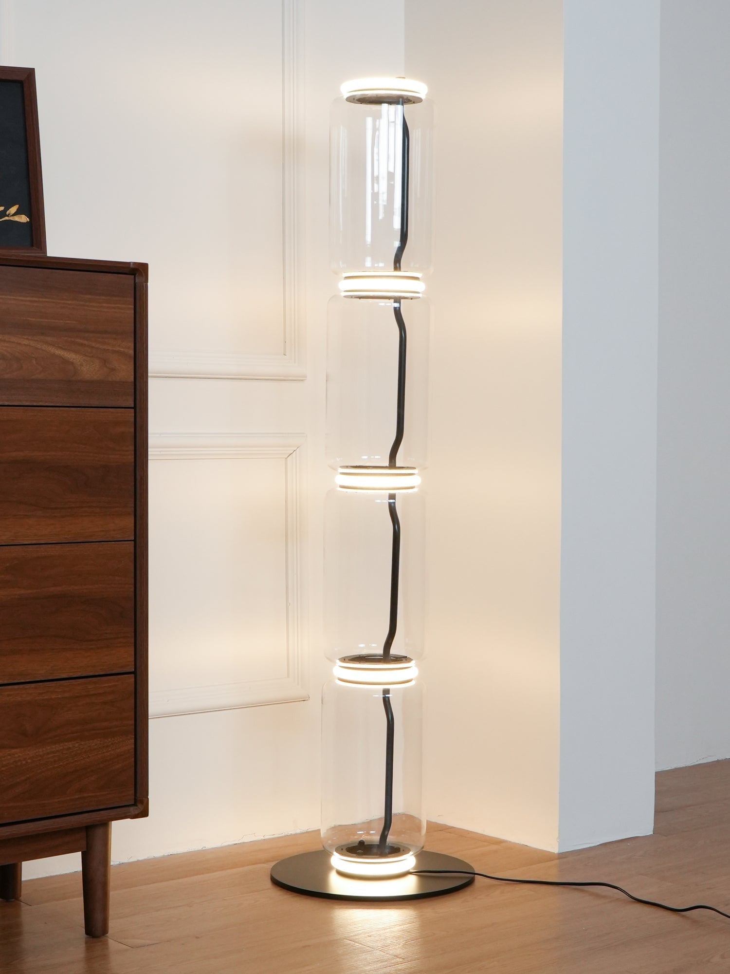Cyrilys Floor Lamp Bamboo Glass