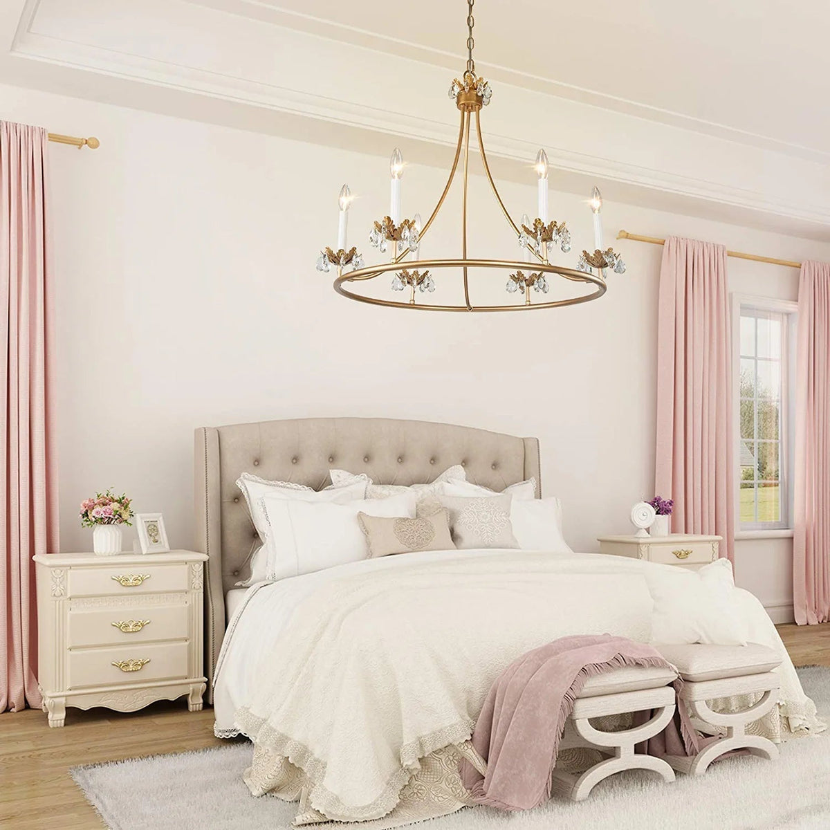 Yrvuvyh Vintage Industrial Luxury Brass Crystal Chandelier