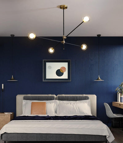 Celirissa Chandelier SI Brass Glass Globe