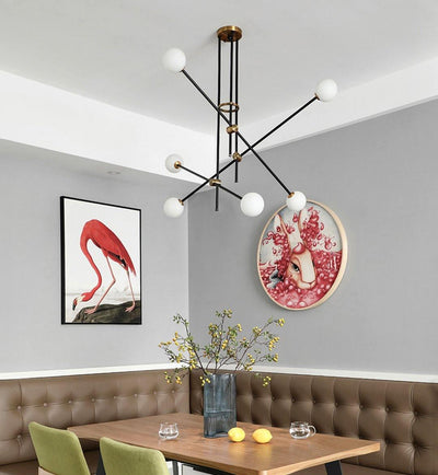 Celirissa Chandelier SI Brass Glass Globe
