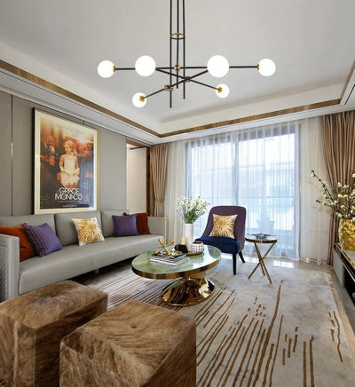 Celirissa Chandelier SI Brass Glass Globe