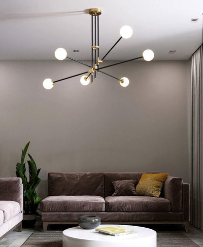 Celirissa Chandelier SI Brass Glass Globe