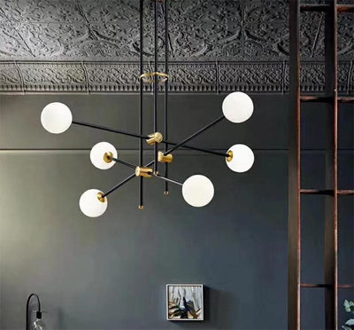 Celirissa Chandelier SI Brass Glass Globe