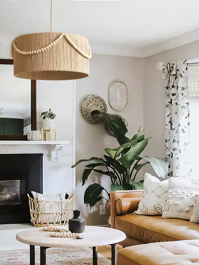 Ershaa Elegance Natural Beaded Boho Pendant Lamp