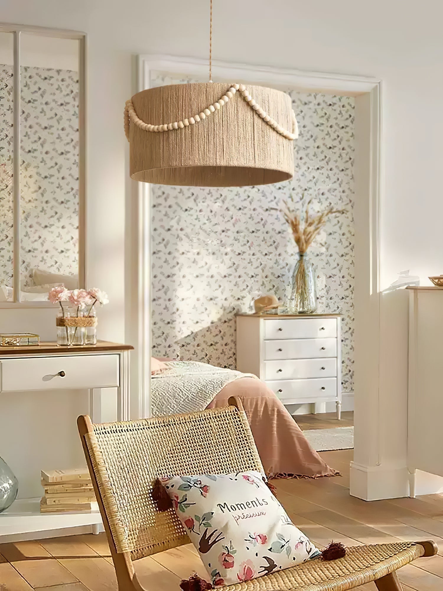 Ershaa Elegance Natural Beaded Boho Pendant Lamp