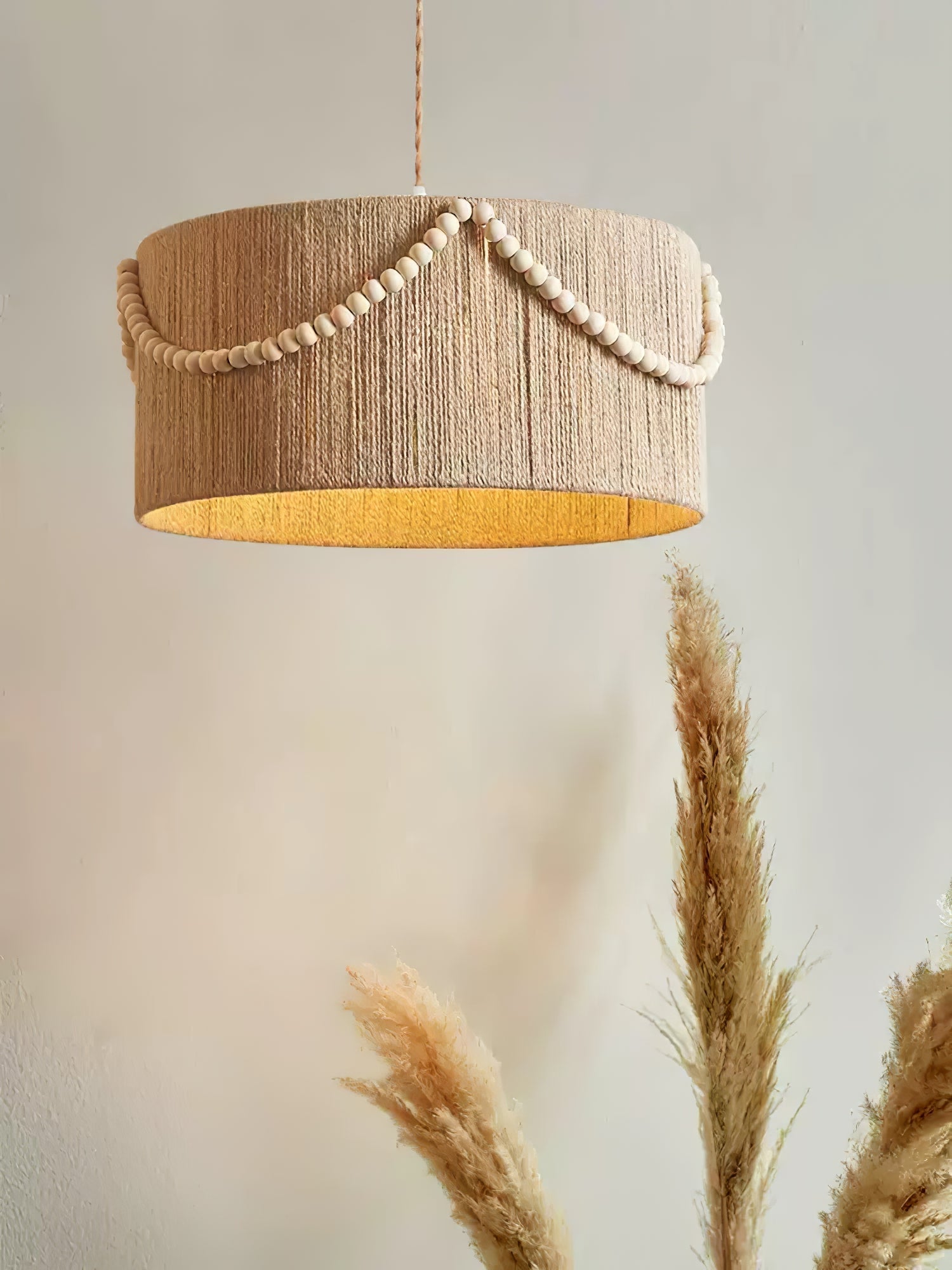 Ershaa Elegance Natural Beaded Boho Pendant Lamp