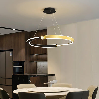 Elyerora Chandelier Crystal Black Gold Dining LED