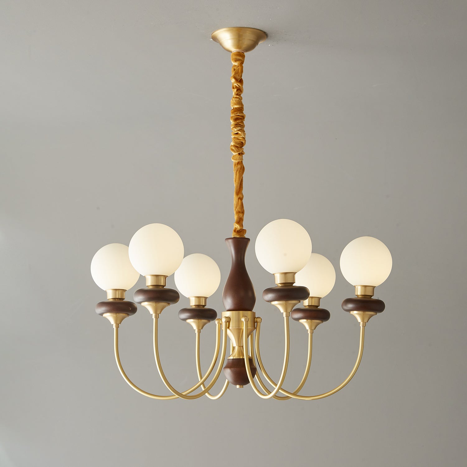 Cotheor Vintage Traditional Arc Wood Glass Chandelier