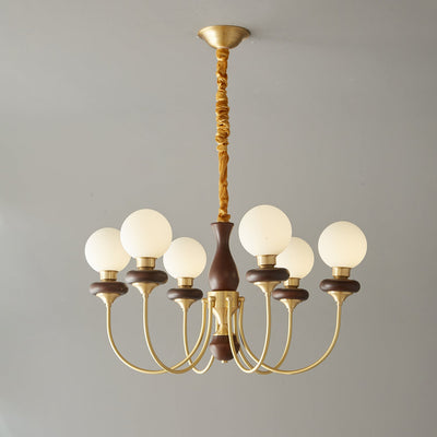 Cotheor Vintage Traditional Arc Wood Glass Chandelier
