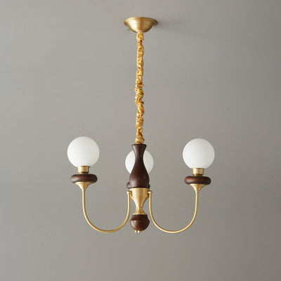 Cotheor Vintage Traditional Arc Wood Glass Chandelier