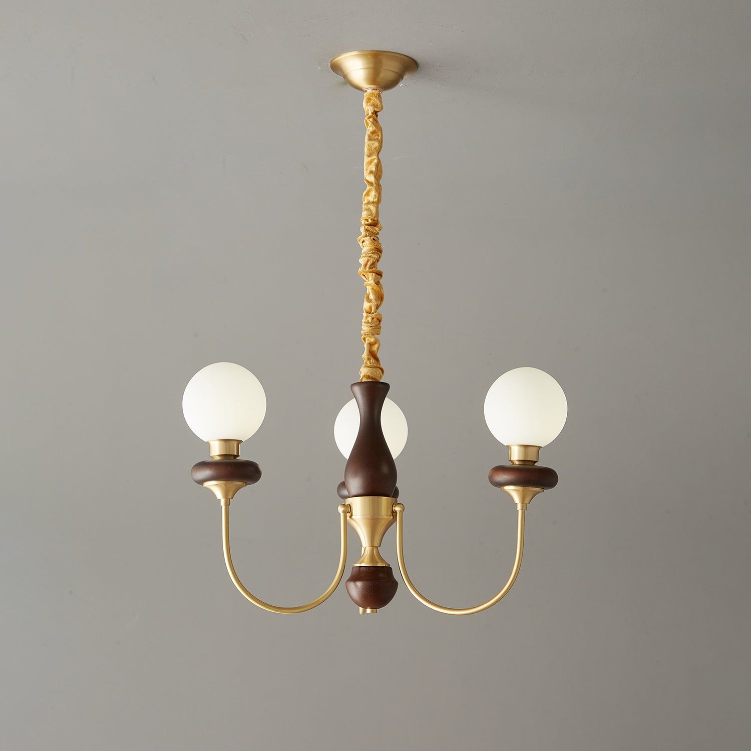 Cotheor Vintage Traditional Arc Wood Glass Chandelier