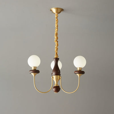 Cotheor Vintage Traditional Arc Wood Glass Chandelier