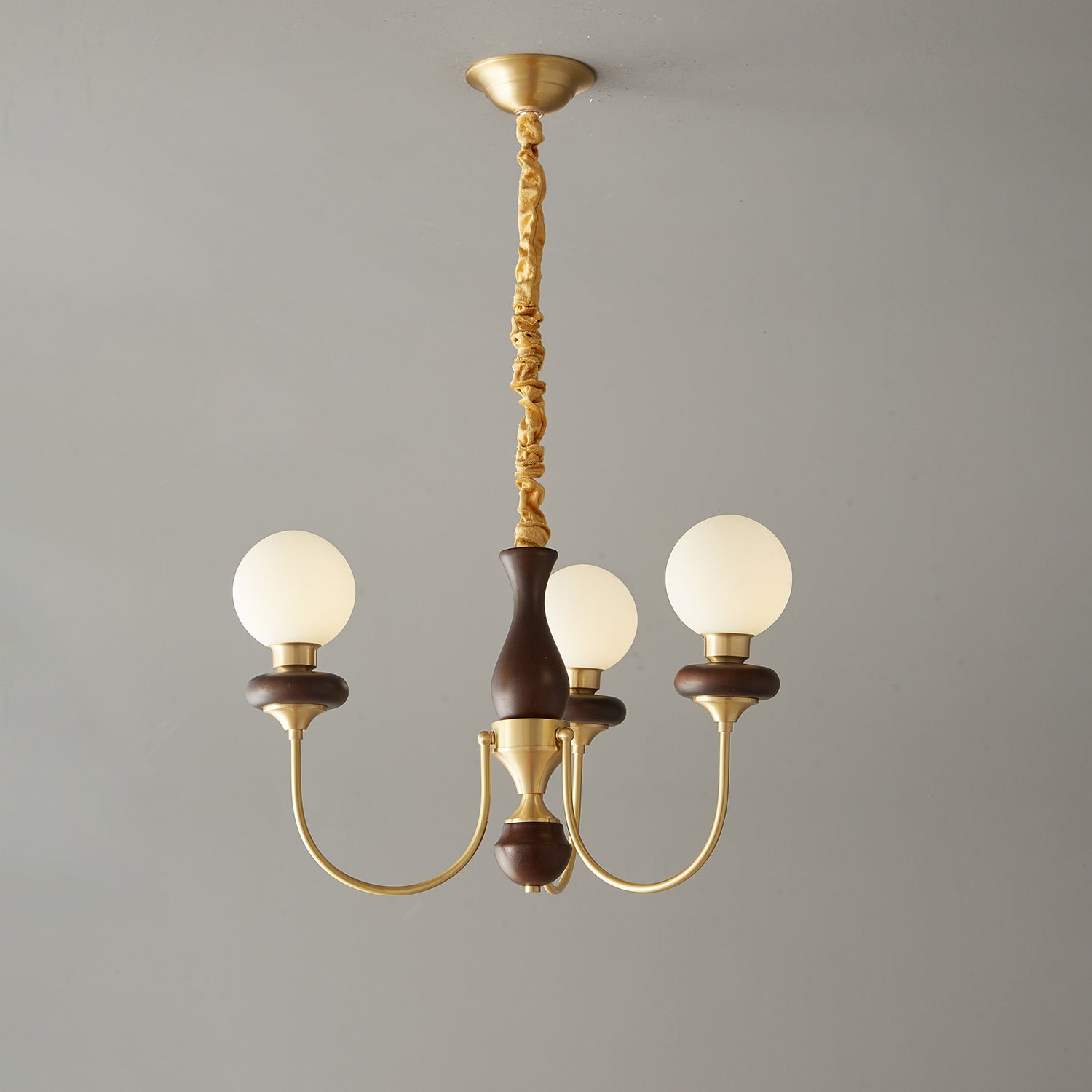 Cotheor Vintage Traditional Arc Wood Glass Chandelier