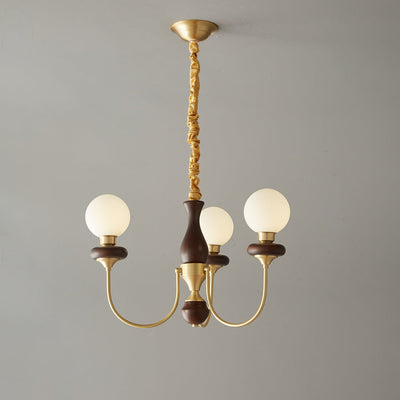 Cotheor Vintage Traditional Arc Wood Glass Chandelier