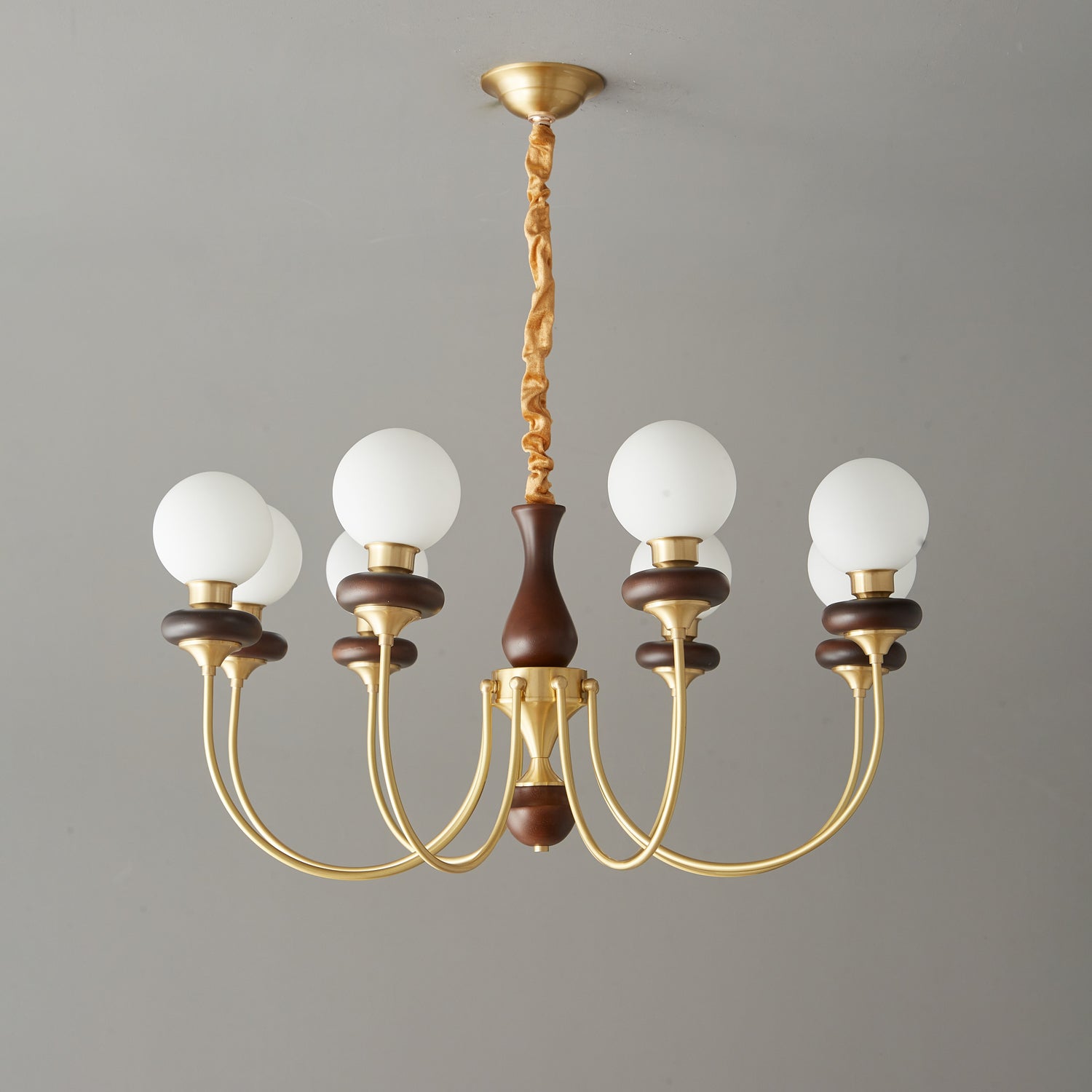 Cotheor Vintage Traditional Arc Wood Glass Chandelier