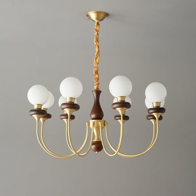 Cotheor Vintage Traditional Arc Wood Glass Chandelier