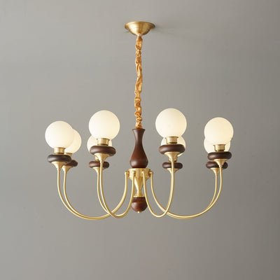 Cotheor Vintage Traditional Arc Wood Glass Chandelier