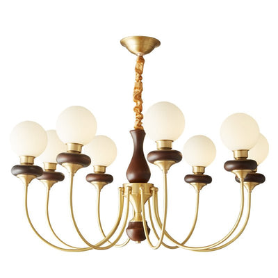 Cotheor Vintage Traditional Arc Wood Glass Chandelier