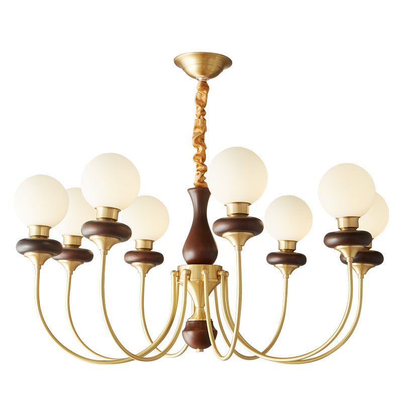Cotheor Vintage Traditional Arc Wood Glass Chandelier