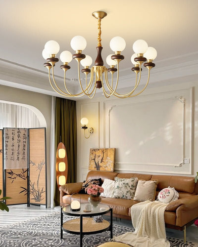 Cotheor Vintage Traditional Arc Wood Glass Chandelier