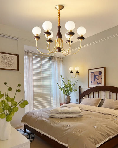 Cotheor Vintage Traditional Arc Wood Glass Chandelier