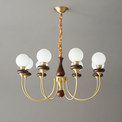 Cotheor Vintage Traditional Arc Wood Glass Chandelier