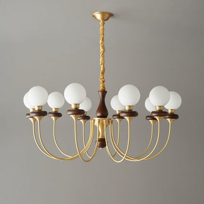 Cotheor Vintage Traditional Arc Wood Glass Chandelier