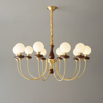 Cotheor Vintage Traditional Arc Wood Glass Chandelier