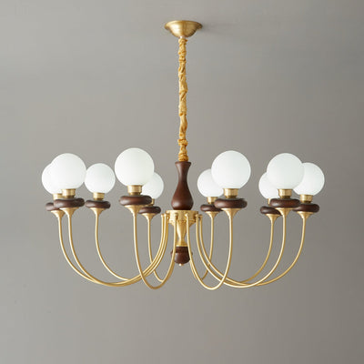 Cotheor Vintage Traditional Arc Wood Glass Chandelier