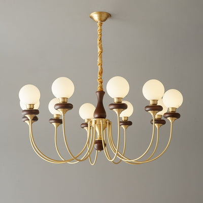 Cotheor Vintage Traditional Arc Wood Glass Chandelier
