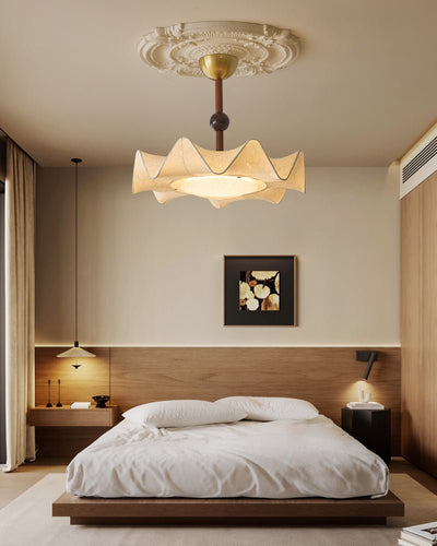 Avlorus Traditional Premium Elegance Wood Fabric Ceiling Light