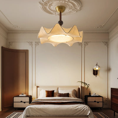 Avlorus Traditional Premium Elegance Wood Fabric Ceiling Light