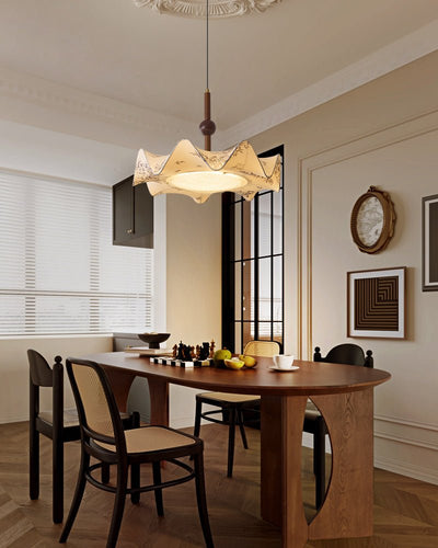 Zoshaos Traditional Elegance Vintage Fabric Wood Pendant Light