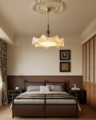 Zoshaos Traditional Elegance Vintage Fabric Wood Pendant Light