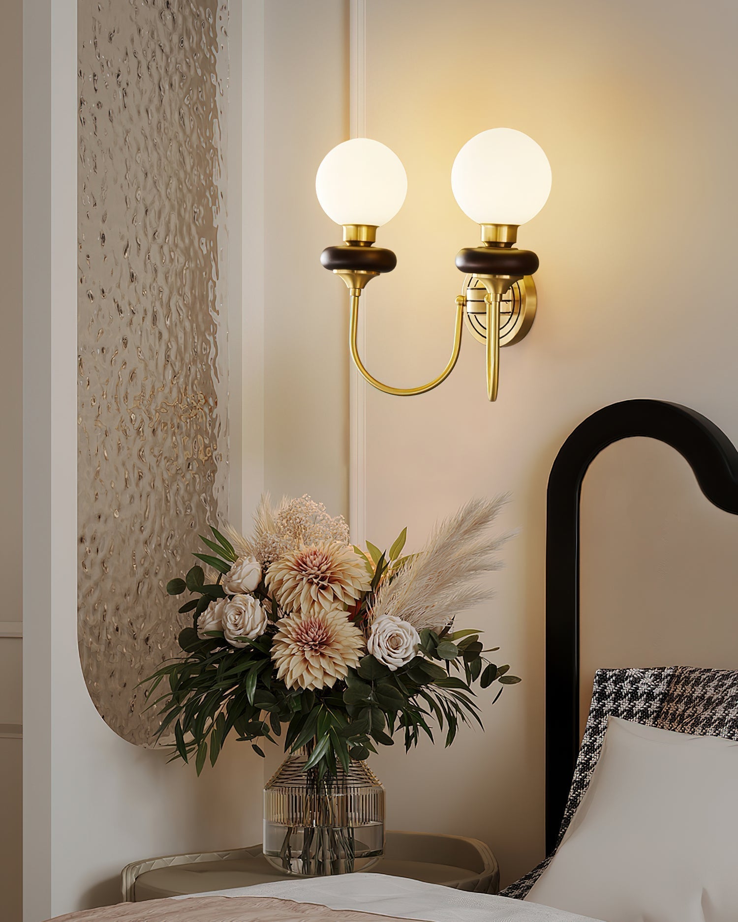 Elvalora Wall Lamp Premium Nordic Art Walnut Glass