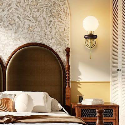 Elvalora Wall Lamp Premium Nordic Art Walnut Glass