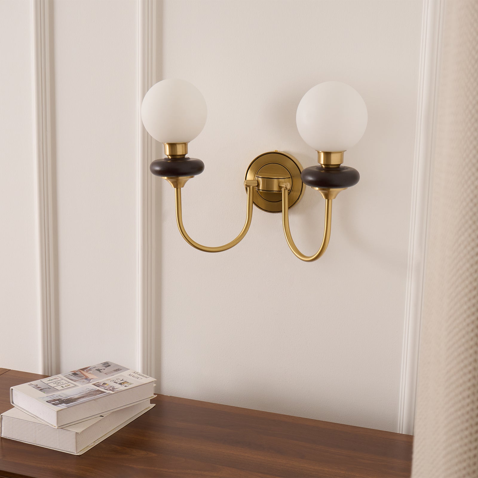 Elvalora Wall Lamp Premium Nordic Art Walnut Glass
