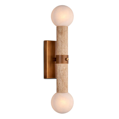 Dvaluvyh Modern Minimalist Travertine Metal Glass Wall Lamp